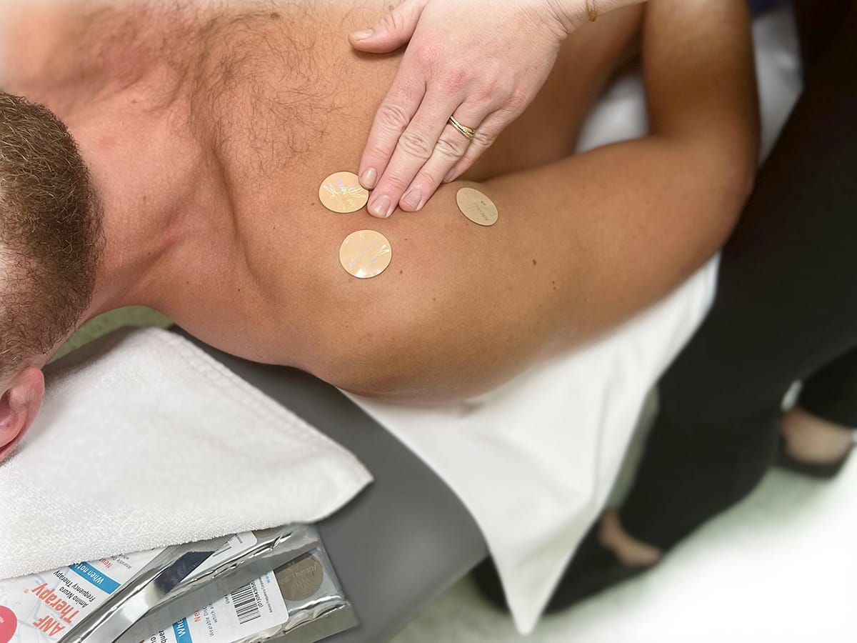 ANF Therapy Device on shoulder