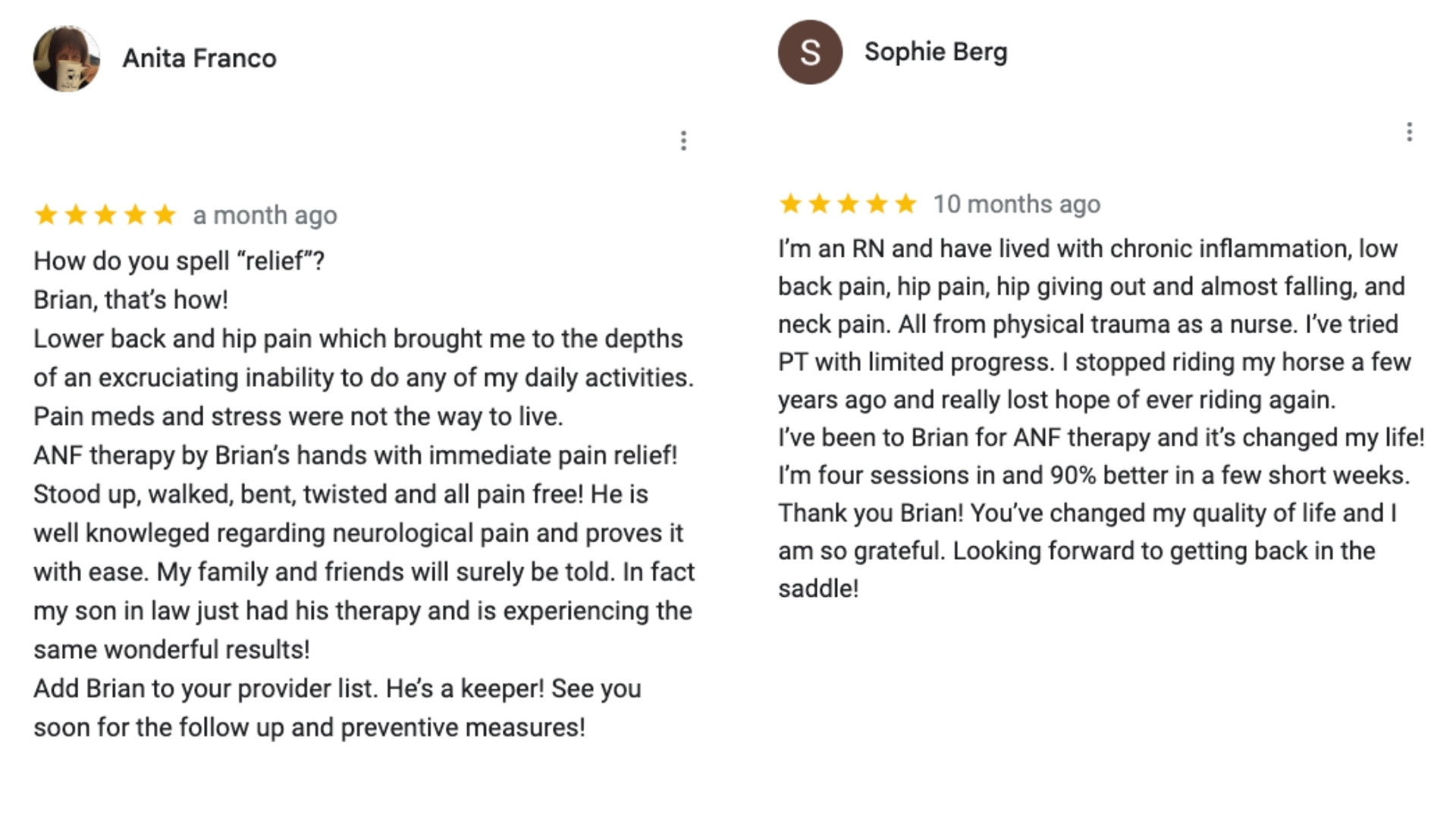Brian Huggins Testimonials